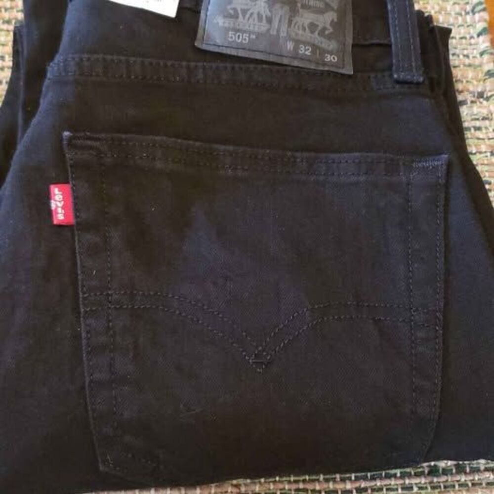 New Levi's 505 Regular Performance Stretch Jeans Black W32 L30 Black Label